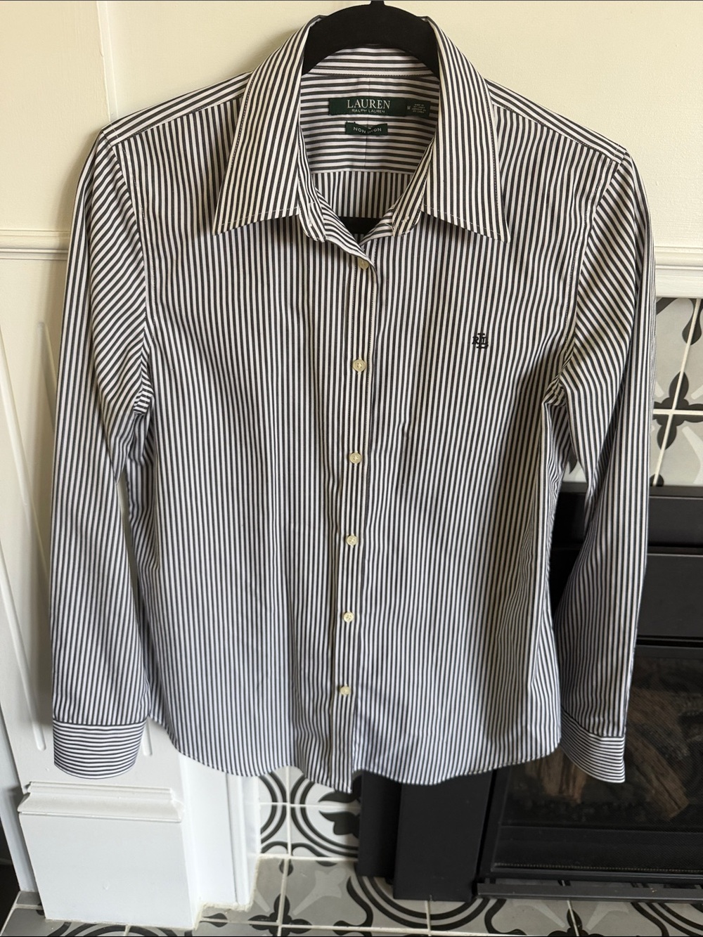 Ralph Lauren Black & White Vertical Stripe Dress Shirt